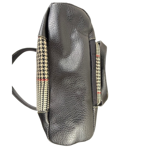 Chaps Leather Purse Black White Houndstooth Red Stripe - Picture 11 of 13